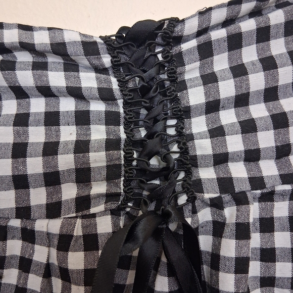 Plaid Mesh Lace Up Mini Skirt Fairycore Grunge Goth S/M - Picture 3 of 8
